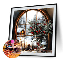 Load image into Gallery viewer, Diamond Painting - Full Round - Christmas Snow Scene Window Sill (40*40CM)
