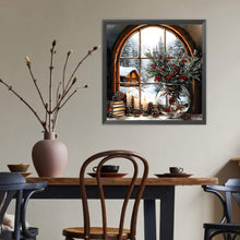 Load image into Gallery viewer, Diamond Painting - Full Round - Christmas Snow Scene Window Sill (40*40CM)
