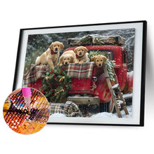 Load image into Gallery viewer, Diamond Painting - Full Round - Christmas Car and Puppy (40*30CM)
