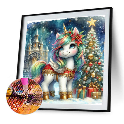 Diamond Painting - Full Round - Christmas Tree Castle Unicorn (40*40CM)