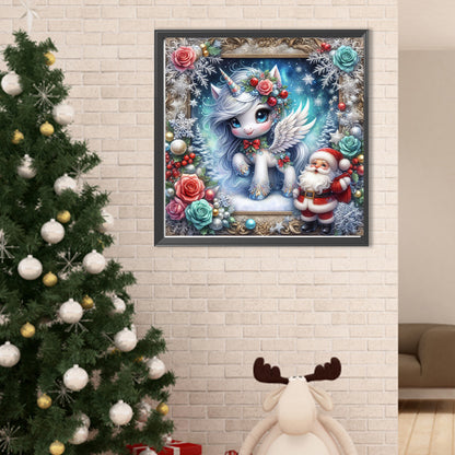 Diamond Painting - Full Round - Santa Claus and Unicorn (40*40CM)