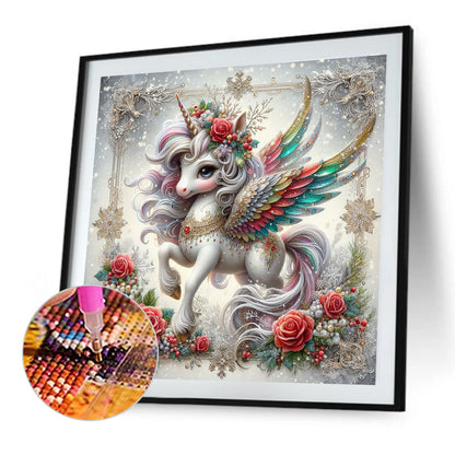 Diamond Painting - Full Round - Christmas Colorful Feather Unicorn (40*40CM)