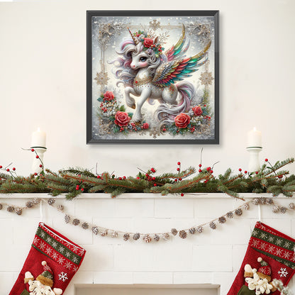 Diamond Painting - Full Round - Christmas Colorful Feather Unicorn (40*40CM)