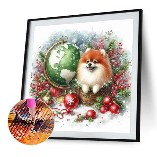 Diamond Painting - Full Round - Christmas Globe Pomeranian (40*40CM)