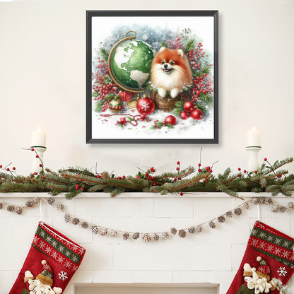 Diamond Painting - Full Round - Christmas Globe Pomeranian (40*40CM)