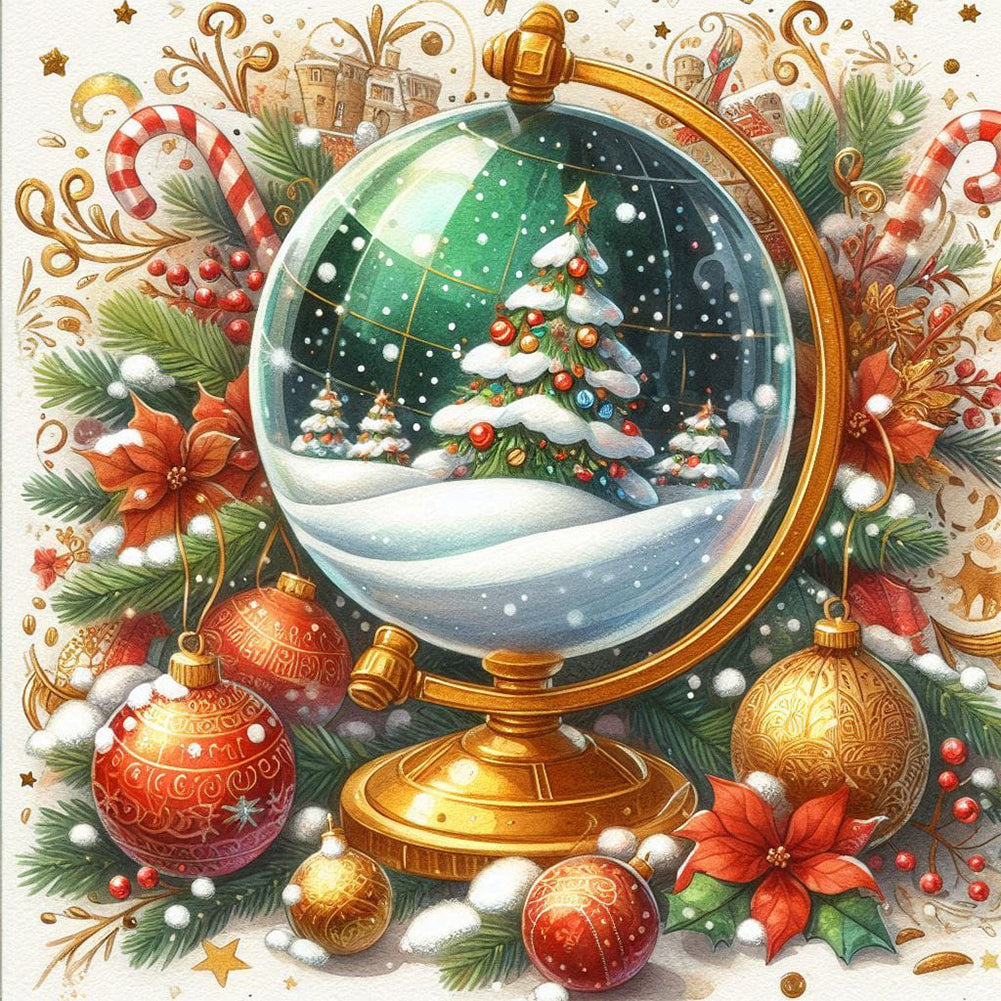 Diamond Painting - Full Round - Christmas Tree Globe (40*40CM)