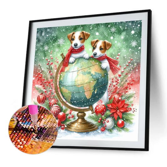Diamond Painting - Full Round - Christmas Globe Jack Russell Terrier (40*40CM)