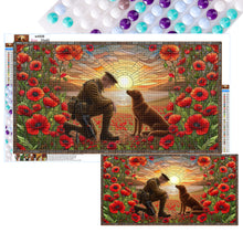 Load image into Gallery viewer, Diamond Painting - Full Round - Glass Art - Warriors and War Dogs Golden Retriever (40*70CM)
