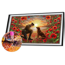 Load image into Gallery viewer, Diamond Painting - Full Round - Glass Art - Warriors and War Dogs Golden Retriever (40*70CM)
