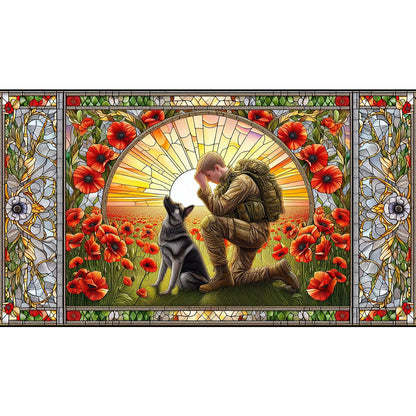 Diamond Painting - Full Round - Glass Art - Warriors and War Dogs Hounds (40*70CM)