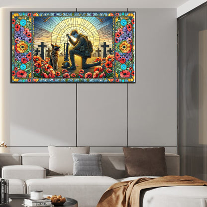 Diamond Painting - Full Round - Glass Art - Warriors and War Dogs Hounds Cross (40*70CM)