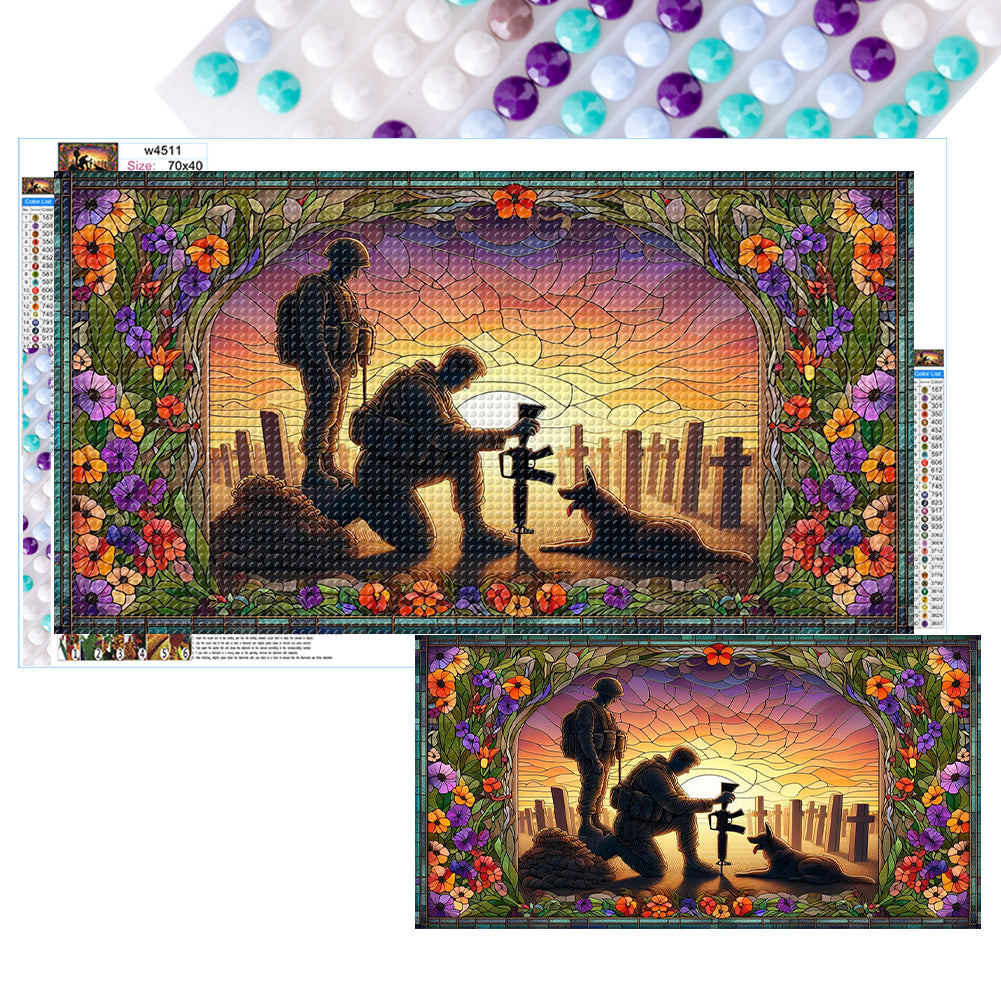 Diamond Painting - Full Round - Glass Art - Dusk Warriors and War Dogs Hounds (40*70CM)
