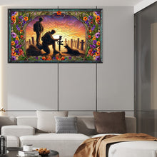 Load image into Gallery viewer, Diamond Painting - Full Round - Glass Art - Dusk Warriors and War Dogs Hounds (40*70CM)
