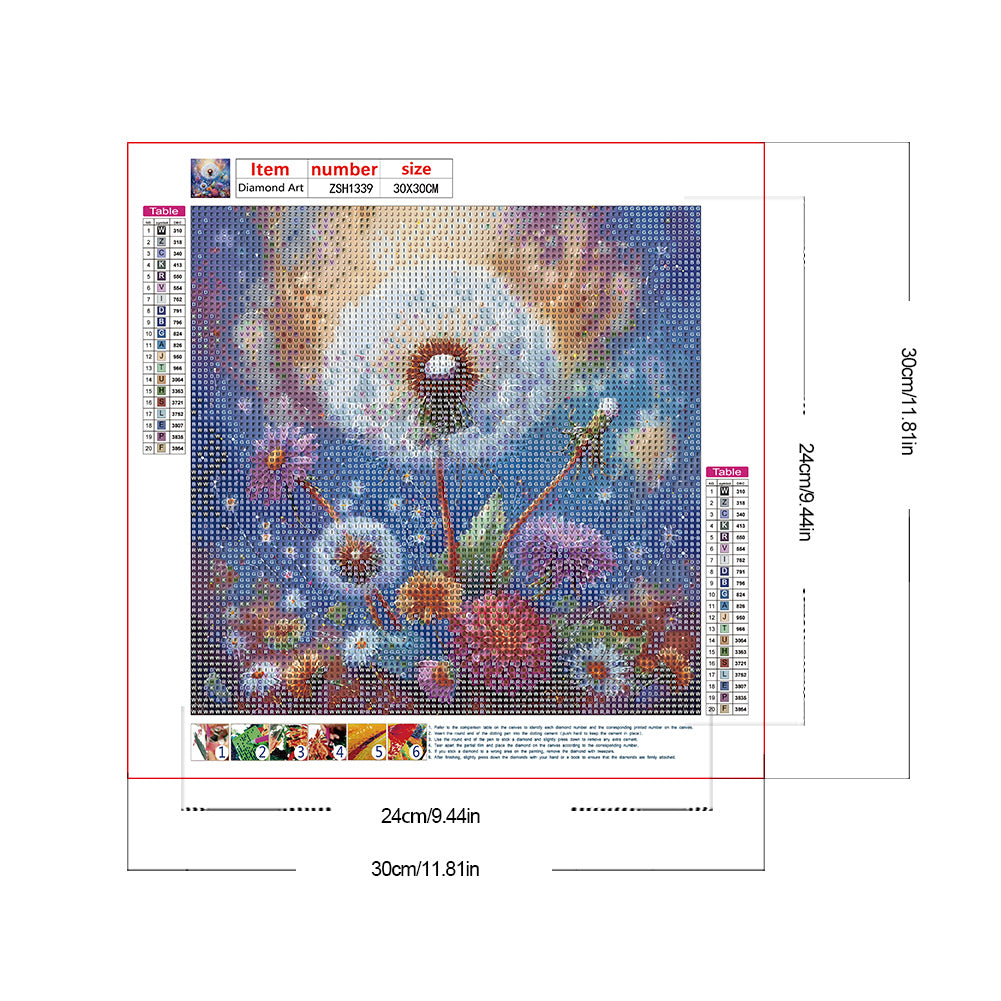 Diamond Painting - Full Round - Dandelions (30*30CM)