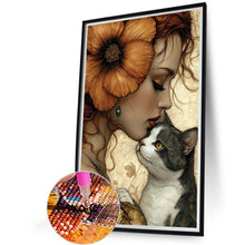 Load image into Gallery viewer, AB Diamond Painting - Full Round - Girl and cat (40*60CM)

