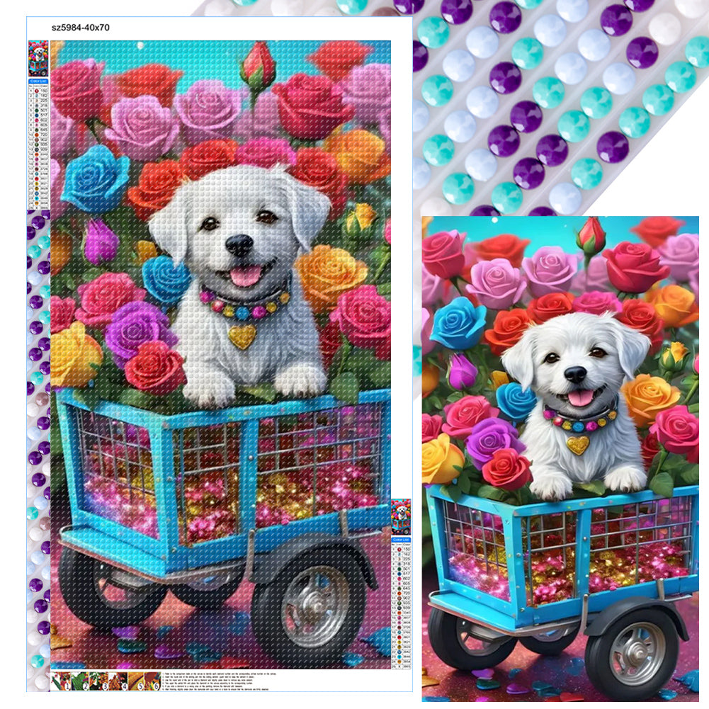 Diamond Painting - Full Round - Flower gem puppy (40*70CM)