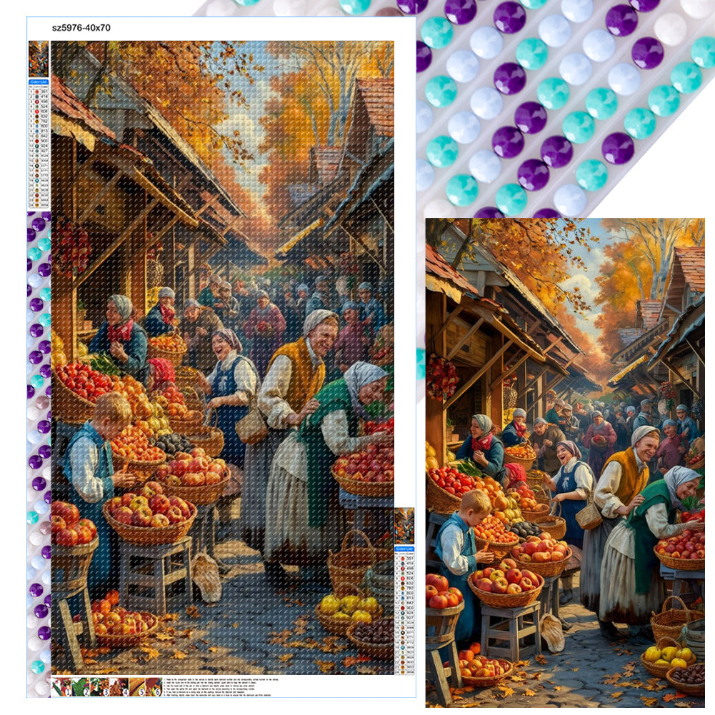 Diamond Painting - Full Round - Farm market character (40*70CM)