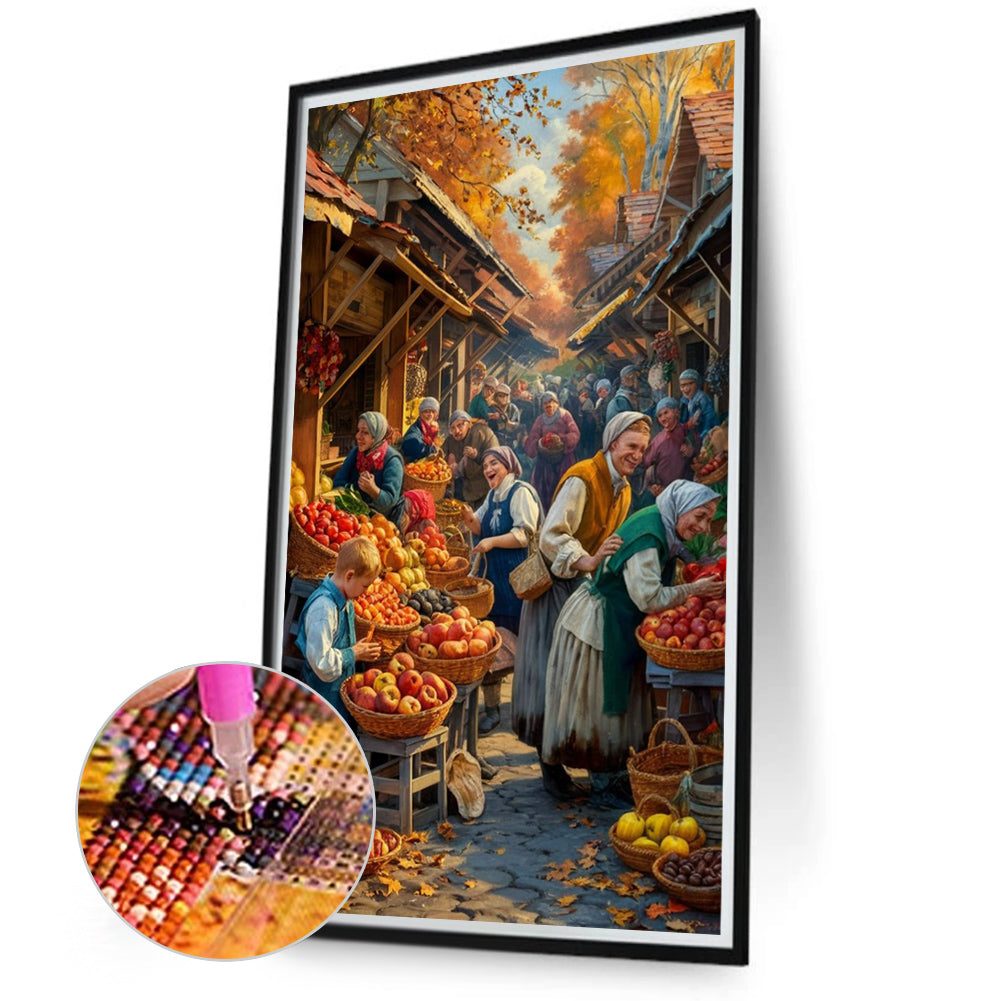 Diamond Painting - Full Round - Farm market character (40*70CM)