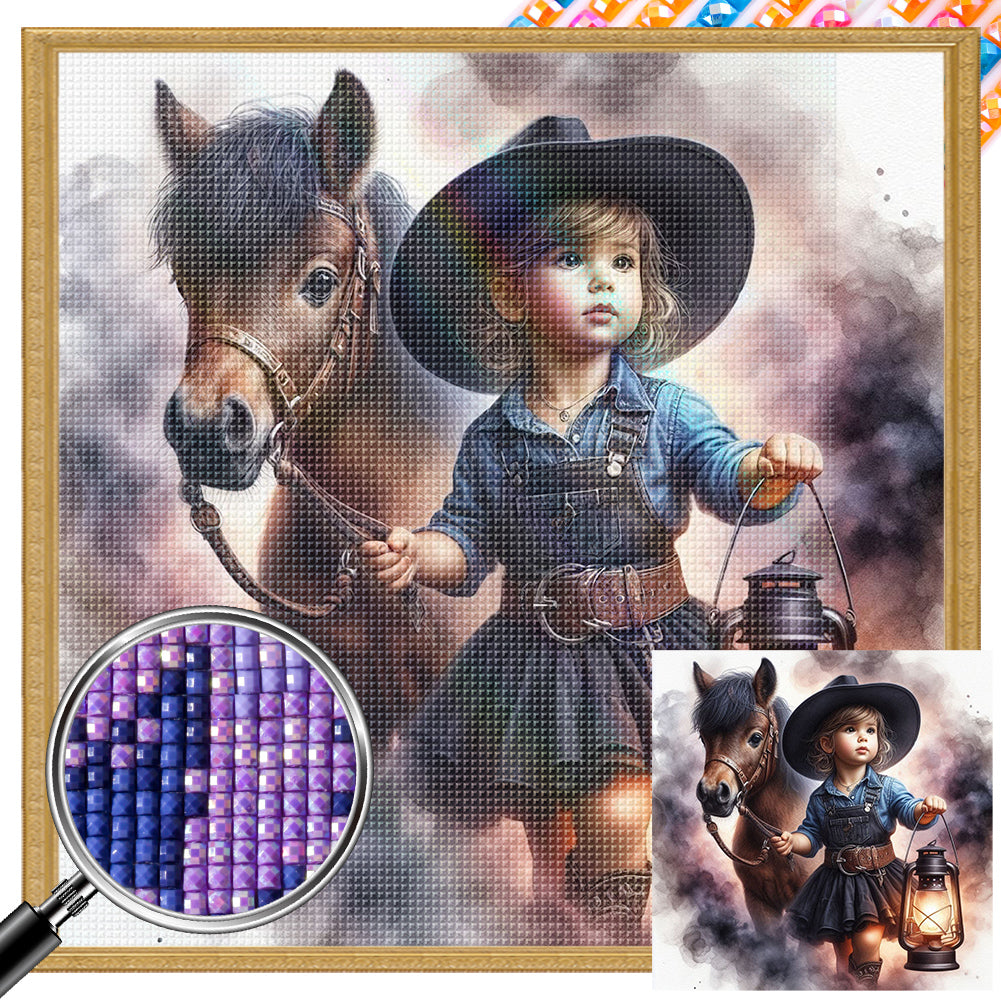 AB Diamond Painting - Full Square - Cowboy kid (40*40CM)