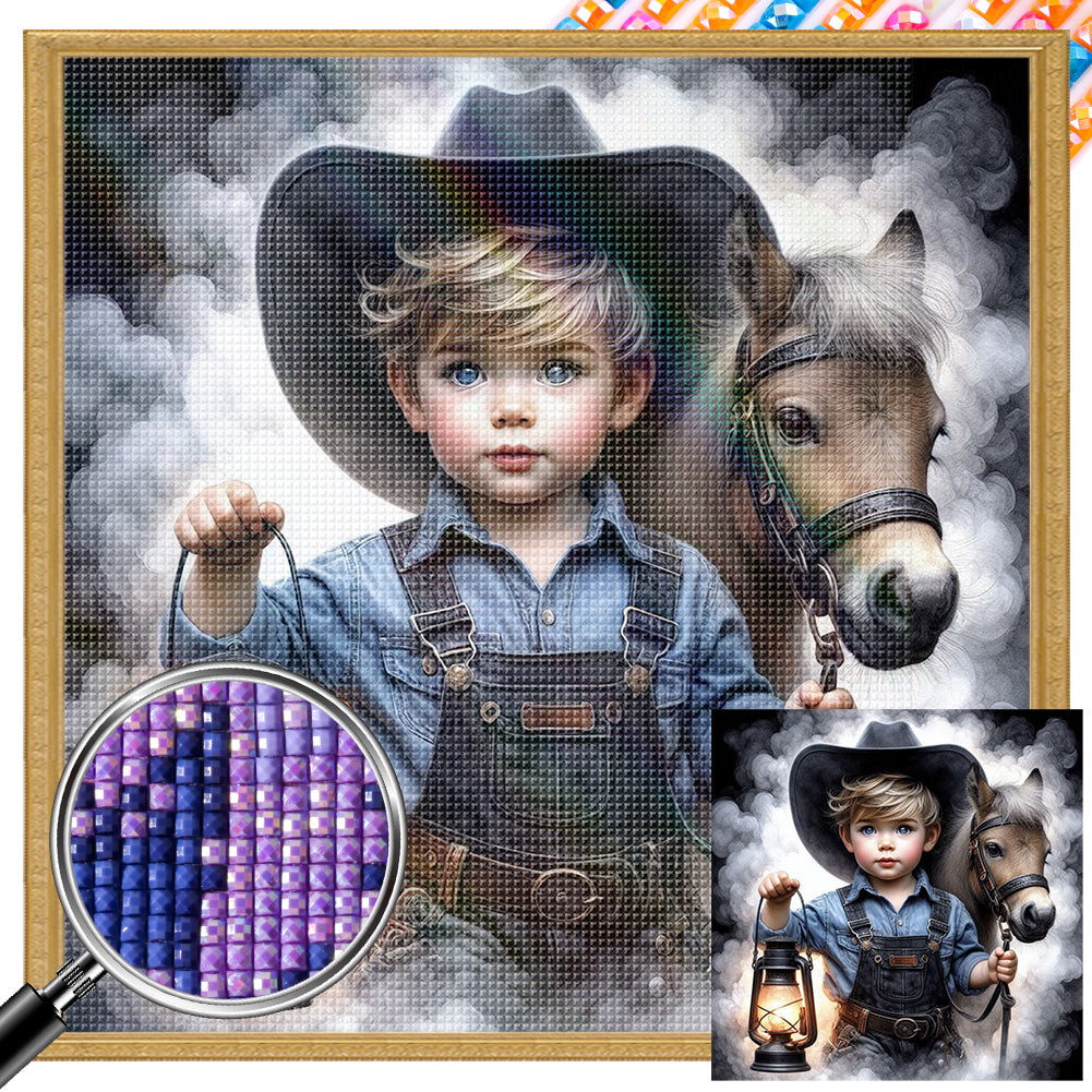 AB Diamond Painting - Full Square - Cowboy kid (40*40CM)