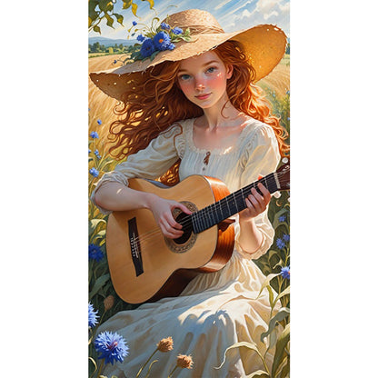 AB Diamond Painting - Full Round - Girl playing guitar (40*75CM)