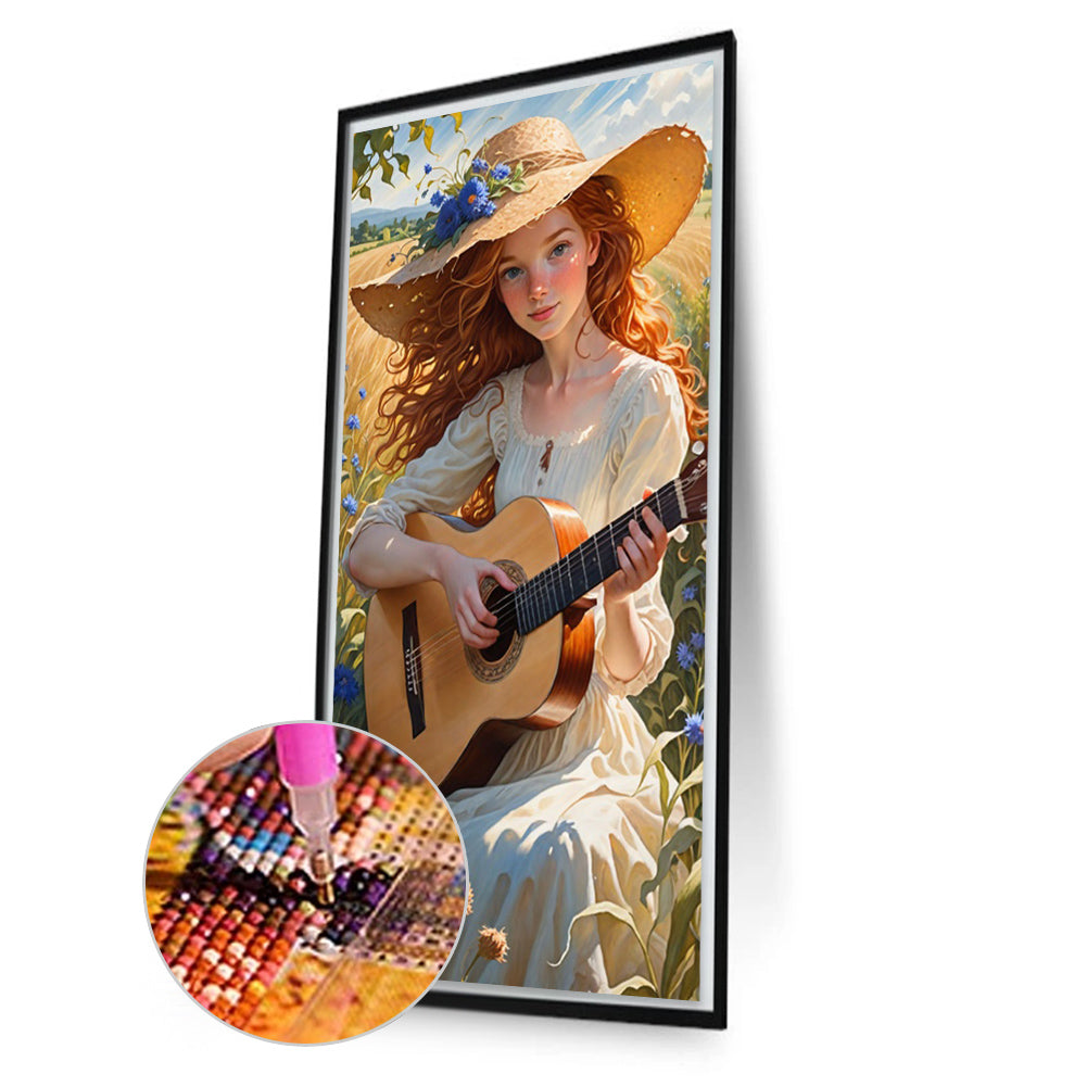 AB Diamond Painting - Full Round - Girl playing guitar (40*75CM)