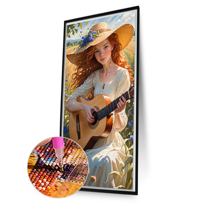 AB Diamond Painting - Full Round - Girl playing guitar (40*75CM)