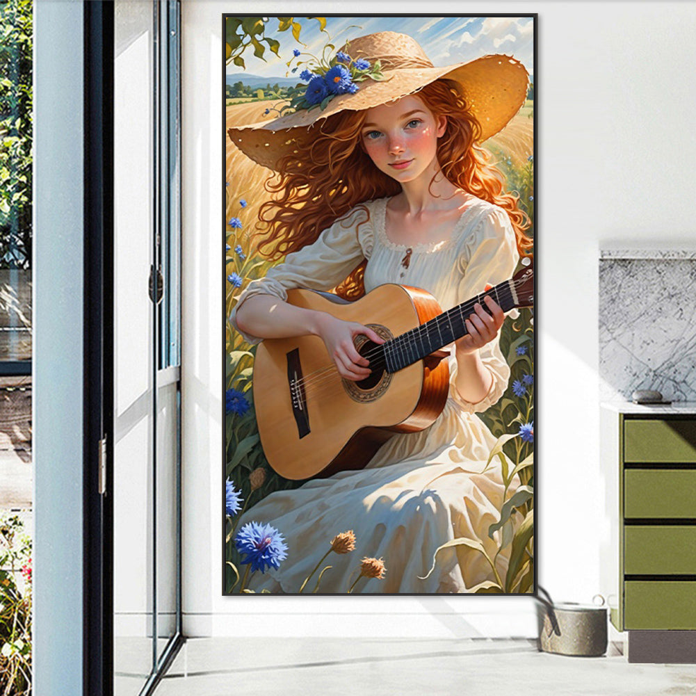 AB Diamond Painting - Full Round - Girl playing guitar (40*75CM)