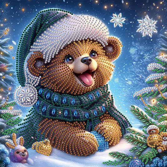 Diamond Painting - Partial Special Shaped - Christmas bear (30*30CM)