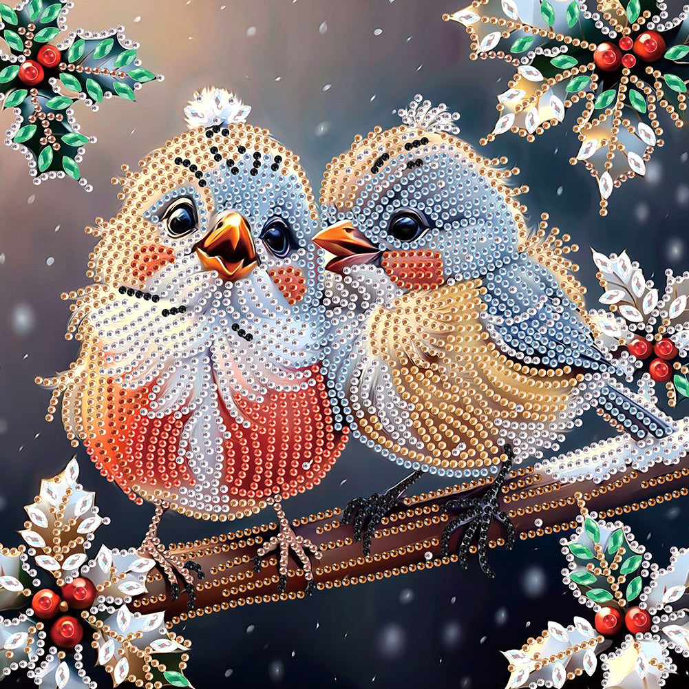 Diamond Painting - Partial Special Shaped - Christmas bird (30*30CM)