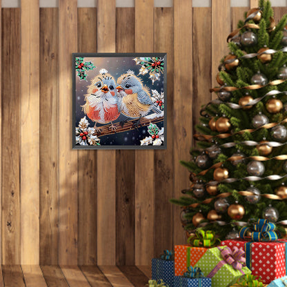 Diamond Painting - Partial Special Shaped - Christmas bird (30*30CM)