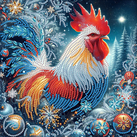 Diamond Painting - Partial Special Shaped - Christmas rooster (30*30CM)
