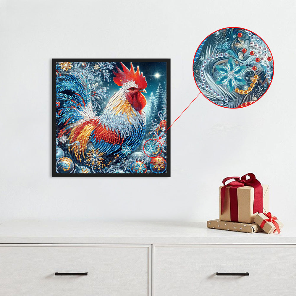 Diamond Painting - Partial Special Shaped - Christmas rooster (30*30CM)