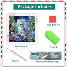 Load image into Gallery viewer, Diamond Painting - Partial Special Shaped - Christmas kitten (30*30CM)
