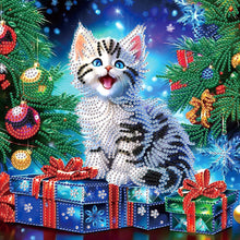 Load image into Gallery viewer, Diamond Painting - Partial Special Shaped - Christmas kitten (30*30CM)
