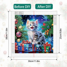 Load image into Gallery viewer, Diamond Painting - Partial Special Shaped - Christmas kitten (30*30CM)
