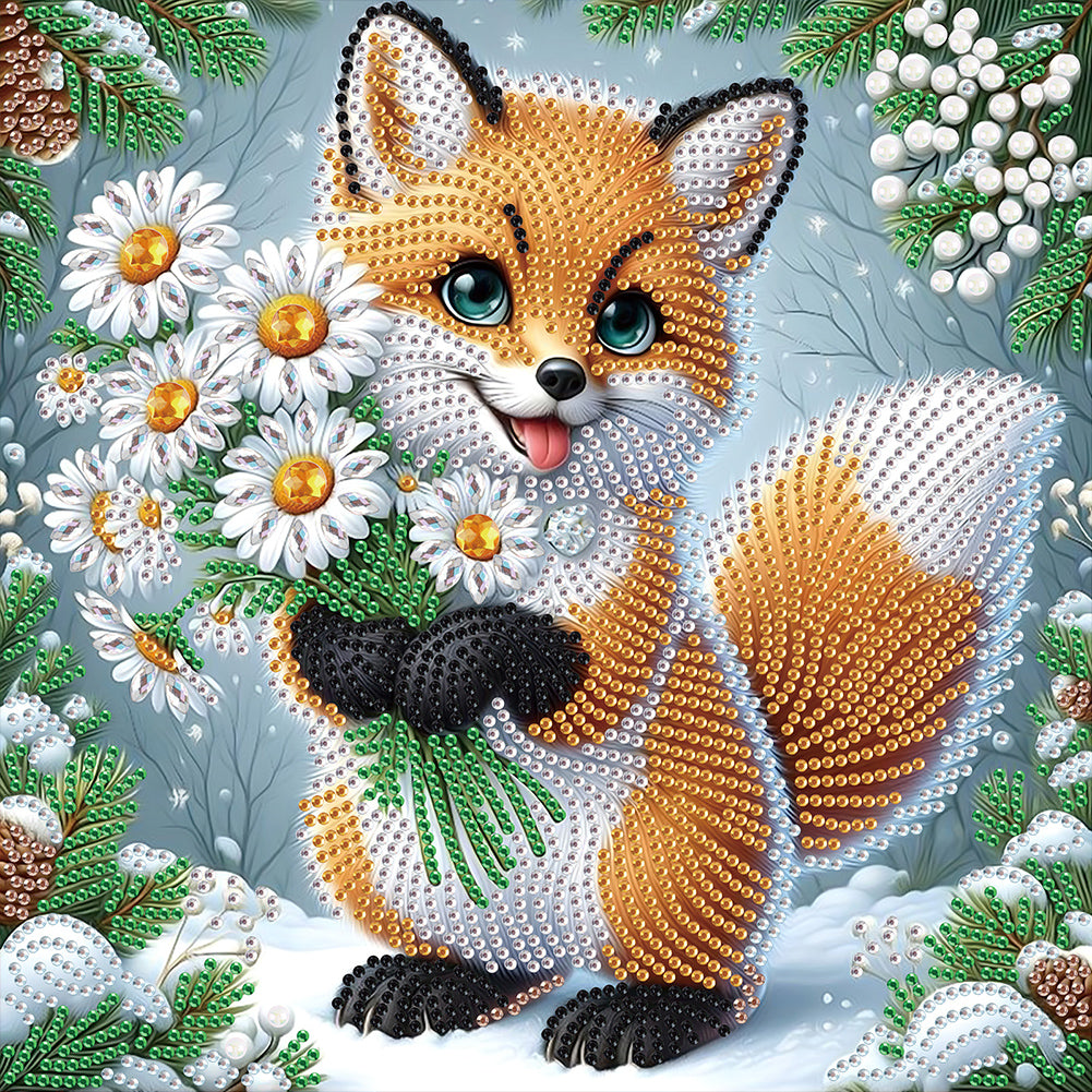 Diamond Painting - Partial Special Shaped - Winter fox (30*30CM)