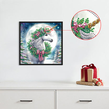 Diamond Painting - Partial Special Shaped - Christmas unicorn (30*30CM)
