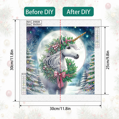 Diamond Painting - Partial Special Shaped - Christmas unicorn (30*30CM)