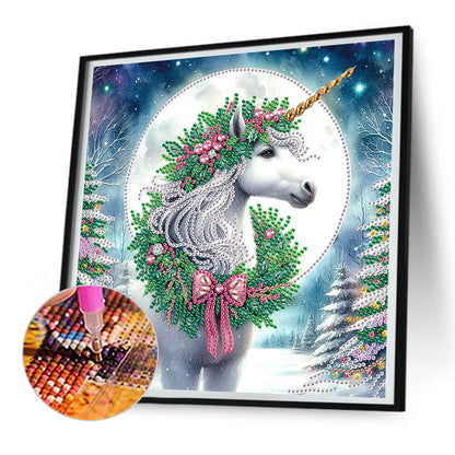 Diamond Painting - Partial Special Shaped - Christmas unicorn (30*30CM)
