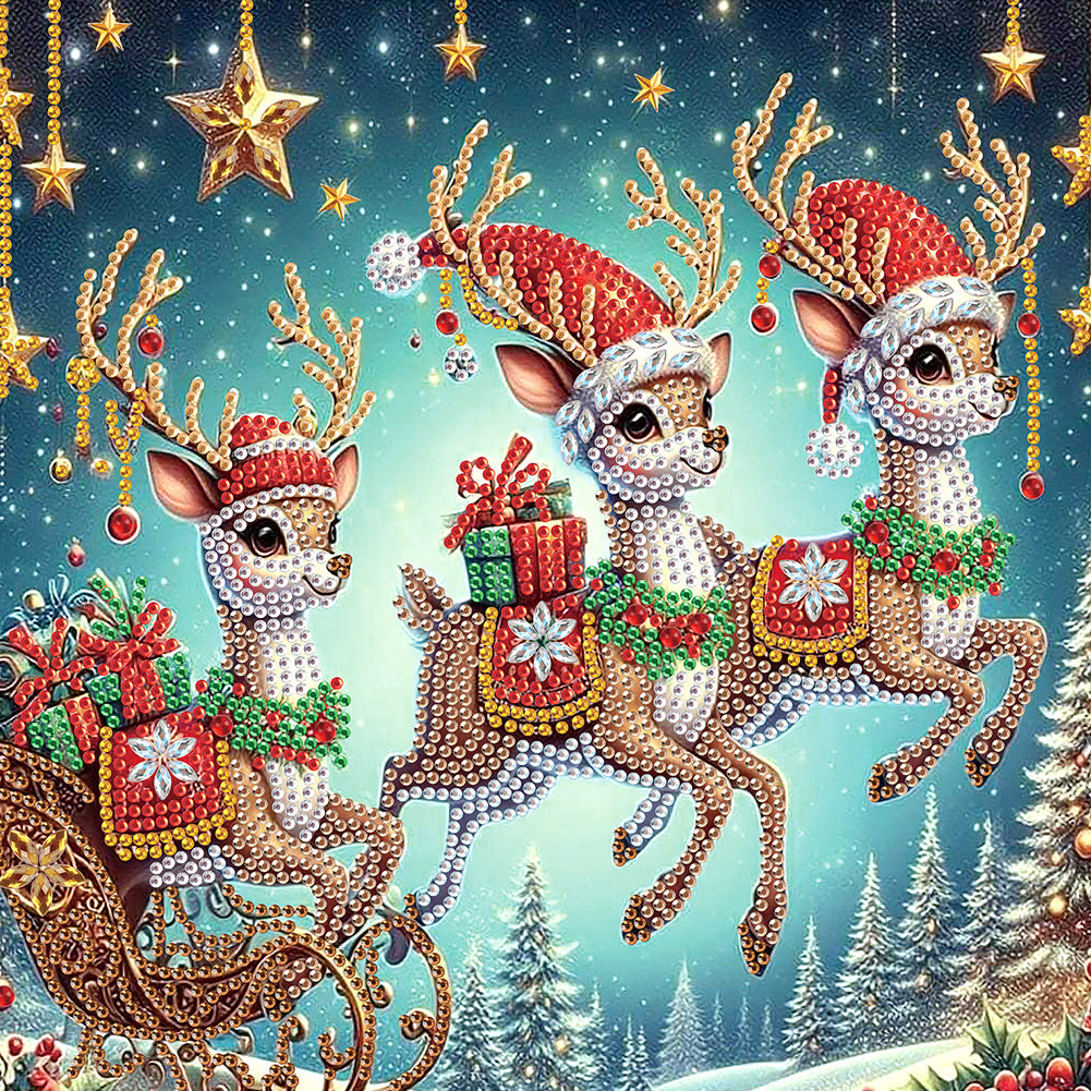 Diamond Painting - Partial Special Shaped - Christmas deer (30*30CM)