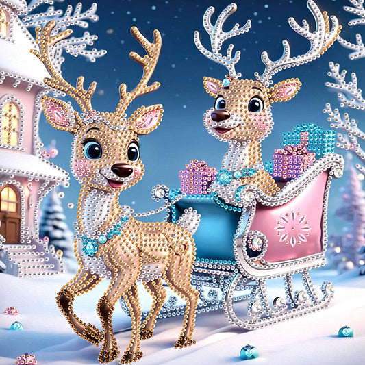 Diamond Painting - Partial Special Shaped - Christmas deer (30*30CM)