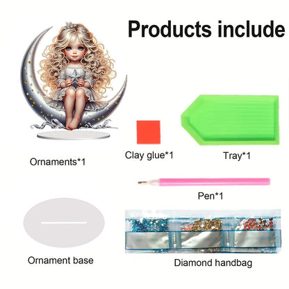 Girls Desktop Diamond Art Kits Rhinestones Desktop Ornaments Bedroom Table Decor