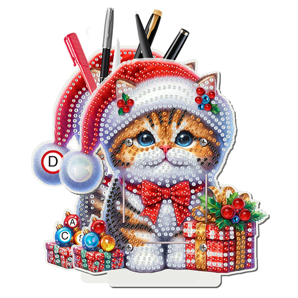 Acrylic Special Shape Double Side Snowman Rhinestones Pencil Organizer for Girls