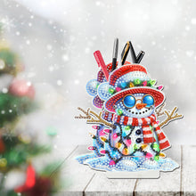 Load image into Gallery viewer, Acrylic Special Shape Double Side Snowman Rhinestones Pencil Organizer for Girls

