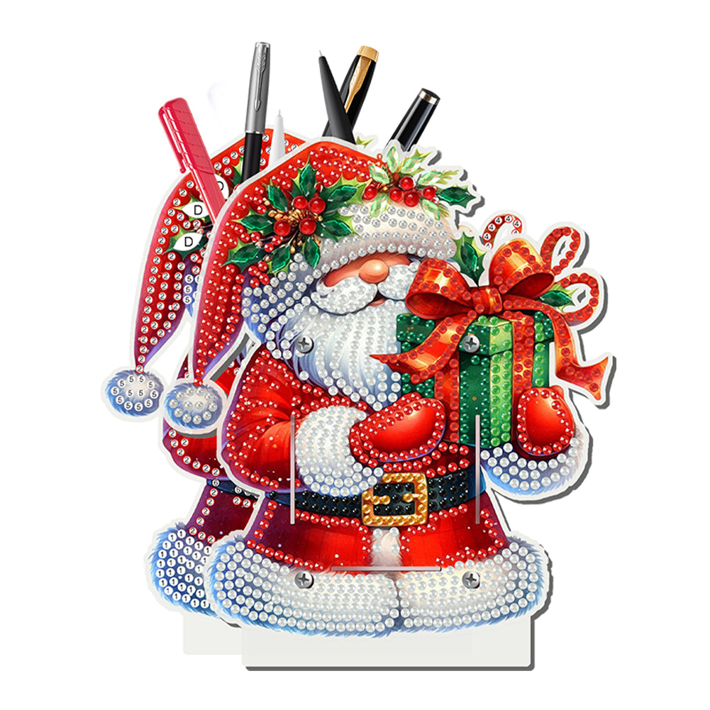Acrylic Special Shape Double Side Snowman Rhinestones Pencil Organizer for Girls