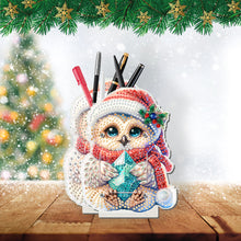 Load image into Gallery viewer, Acrylic Special Shape Double Side Snowman Rhinestones Pencil Organizer for Girls
