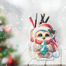 Load image into Gallery viewer, Acrylic Special Shape Double Side Snowman Rhinestones Pencil Organizer for Girls
