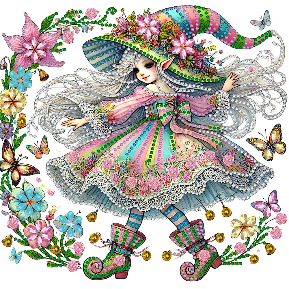 Diamond Painting - Partial Special Shaped - Spring garden girl (30*30CM)