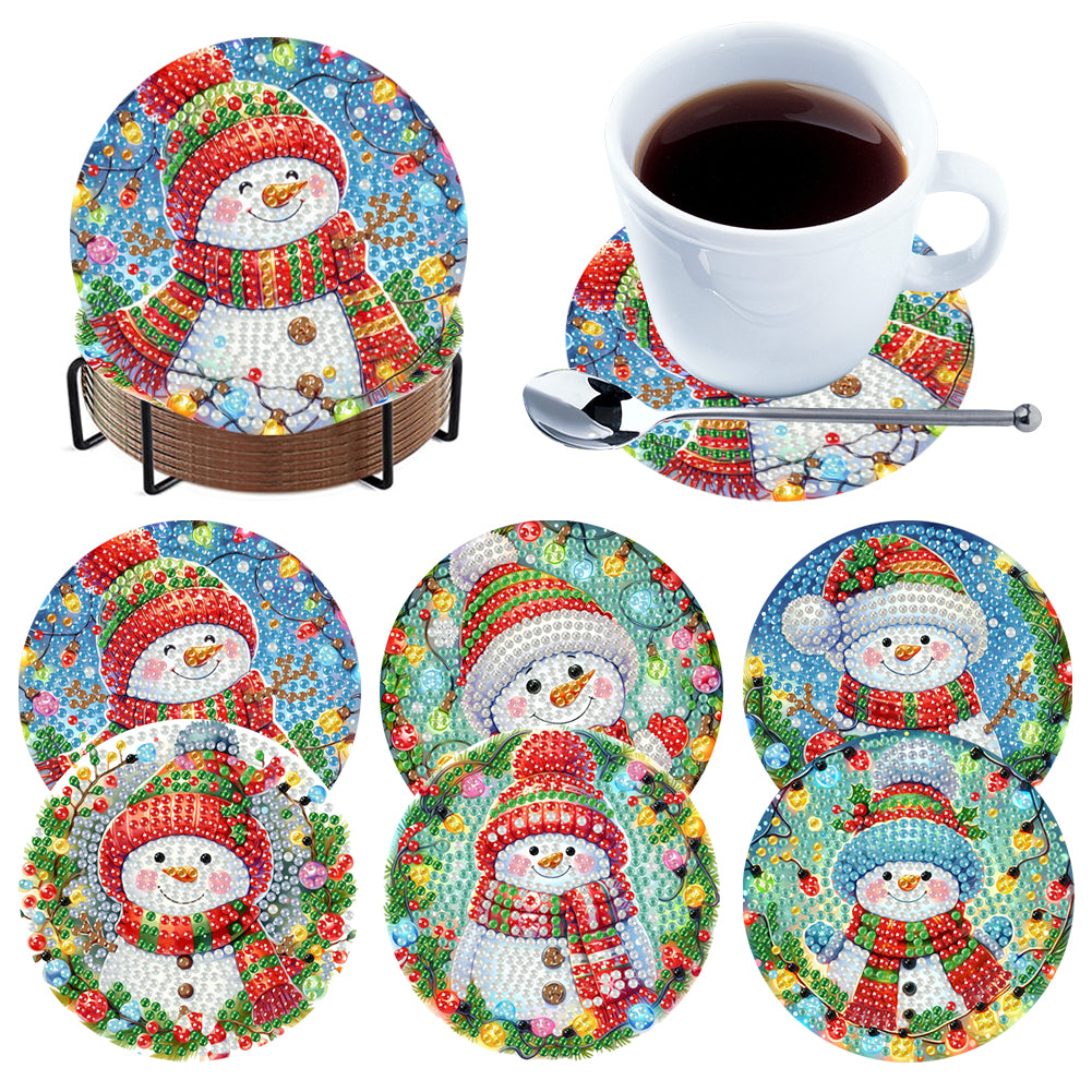 6Pcs Wooden Christmas Animals Diamond Painting Coasters 5D Diamond Painting Kits